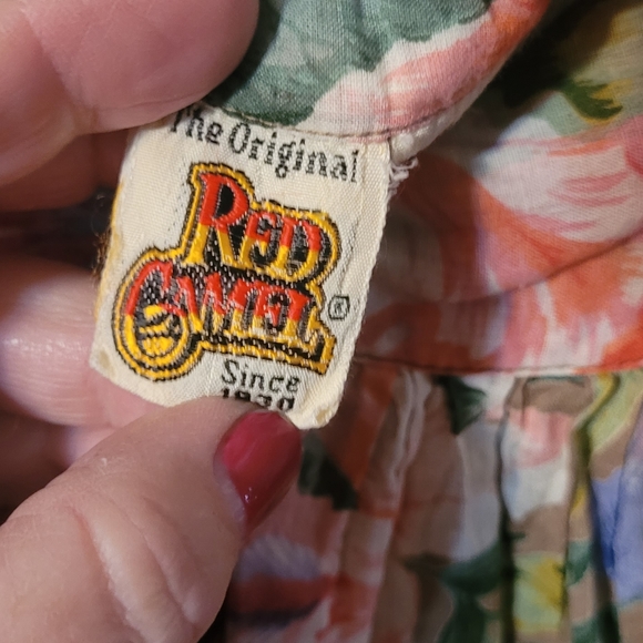 Red Camel Y2K Rayon Skirt Women's Floral L 80s it has a boo boo on the band. - Picture 4 of 7